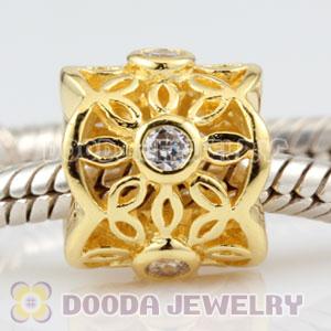 925 Sterling Silver Golden Radiance charm Beads with clear stones 