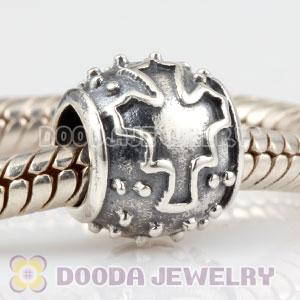 Antique 925 Sterling Silver Canada map charm Bead fits European bracelet