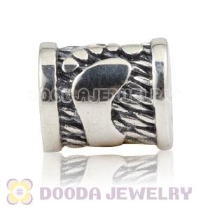Antique 925 Sterling Silver Footprint charm Paw Bead fits European bracelet