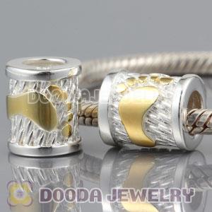 925 Sterling Silver Golden Footprint charm Paw Bead fits European bracelet