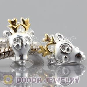 Authentic Sterling Silver Reindeer with gold antler charm Beads