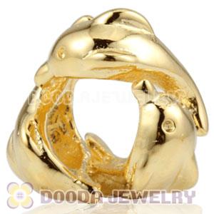 Gold plated Sterling Silver 3 Playful Dolphins charm Beads