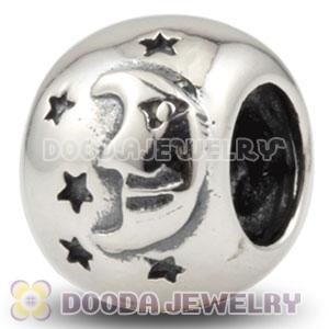 Antique Sterling Silver moon and star charm Beads European compatible