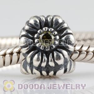 925 Sterling Silver August Birthday Charm Beads with CZ Stone