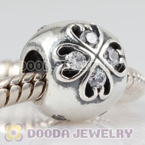 925 Sterling Silver April Birthstone Charm Beads with CZ Stone