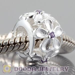 925 sterling silver Daisy charm Beads with purple Stone