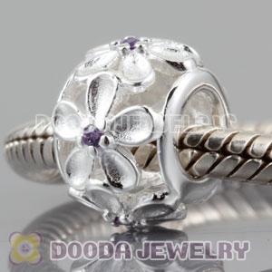 925 sterling silver Daisy charm Beads with purple Stone