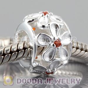 925 sterling silver Daisy charm Beads with orange Stone