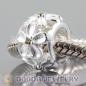 925 sterling silver Daisy charm Beads with olive green Stone