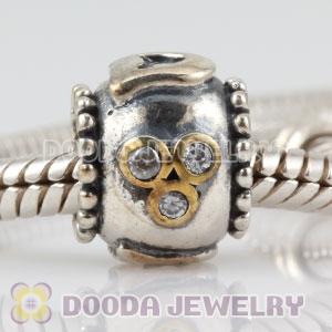 Antique Sterling Silver DAD charm beads with clear CZ stones