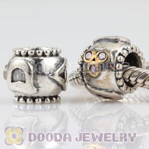 Antique Sterling Silver DAD charm beads with lovely pink CZ stones