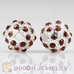 12mm handmade Silver Plated Alloy Beads with Champagne Crystal Wholesale