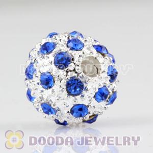 12mm handmade Silver Plated Alloy Beads with blue Crystal wholesale