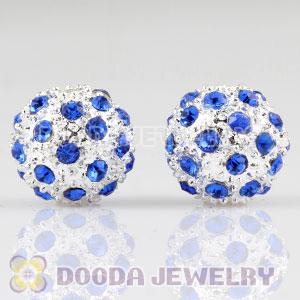 12mm handmade Silver Plated Alloy Beads with blue Crystal wholesale