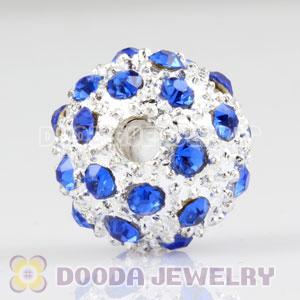 12mm handmade Silver Plated Alloy Beads with blue Crystal wholesale 