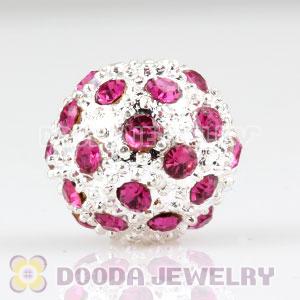 12mm handmade Silver Plated Alloy Beads with pink Crystal wholesale