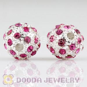 12mm handmade Silver Plated Alloy Beads with pink Crystal wholesale