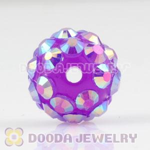 10mm Basketball Wives Purple Resin Pave Beads Wholesale