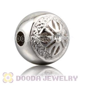 8mm handmade style Rhodium plated sterling silver Bead with Austrian Crystal wholesale