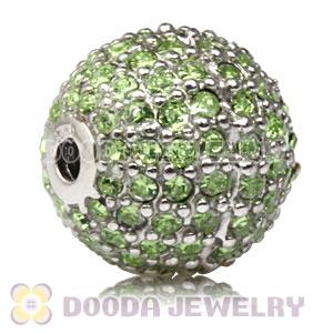 12mm Sterling Silver Disco Ball Bead Pave Green Austrian Crystal handmade Style