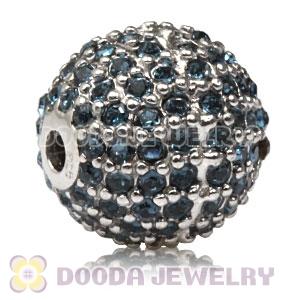 12mm Sterling Silver Disco Ball Bead Pave Ink blue Austrian Crystal handmade Style