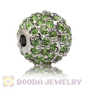 10mm Sterling Silver Disco Ball Bead Pave Green Austrian Crystal handmade Style