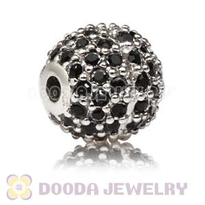 10mm Sterling Silver Disco Ball Bead Pave Black Austrian Crystal handmade Style