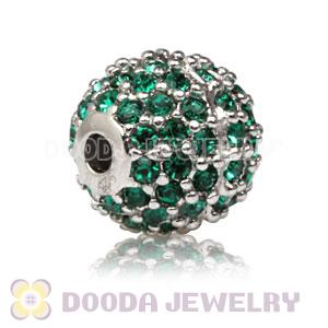 10mm Sterling Silver Disco Ball Bead Pave Grass Green Austrian Crystal handmade Style
