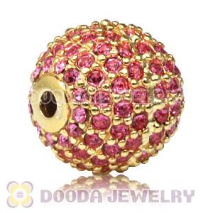 12mm Gold plated Sterling Silver Disco Ball Bead Pave Rose Austrian Crystal handmade Style