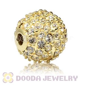 10mm Gold plated Sterling Silver Disco Ball Bead Pave white Austrian Crystal handmade Style