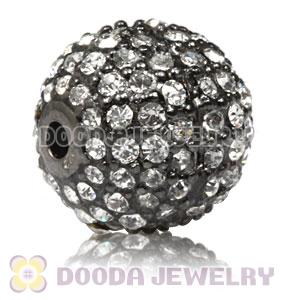 12mm Gun black plated Sterling Silver Disco Ball Bead Pave white Austrian Crystal handmade Style