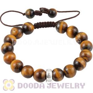 handmade Style Tscharm Jewelry Charm Bracelet Tiger Eye Beads and Sterling Silver Beads