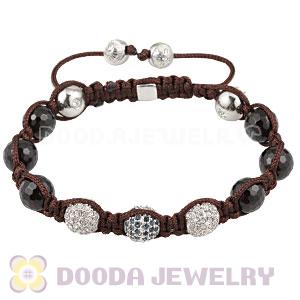 925 Sterling Silver Disco Ball Beads with Stone and 6 Black Agate handmade Inspired Bracelet