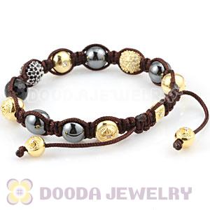 Hematite Onyx and Gold Plated Sterling Silver Beads with Stone handmade Inspired Bracelet