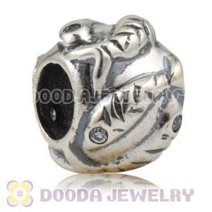 Authentic 925 Sterling Silver Fish charm Beads with stone
