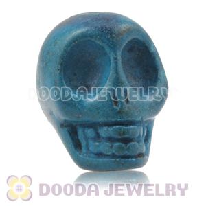17×18mm Dark Green Turquoise Skull Head Ball Beads 