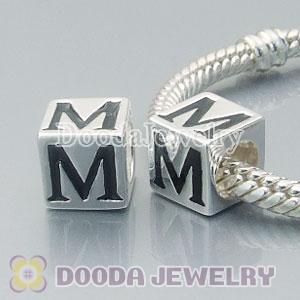 Letter M Charm Jewelry Solid Silver Beads and Charms
