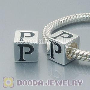 Letter P Charm Jewelry Solid Silver Beads and Charms