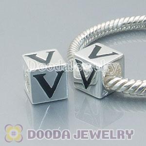 Letter V Charm Jewelry Solid Silver Beads and Charms