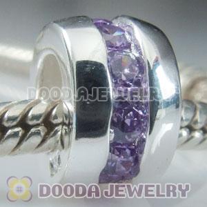 925 Sterling Silver Beads with Purple Stone fit European Largehole Jewelry Bracelet