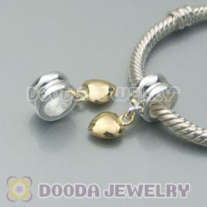 European Style 925 Silver Beads Dangle Gold Plated Heart