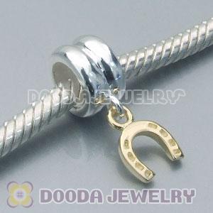 Charm Jewelry Silver Charms Dangle Gold Plated horseshoe with stone