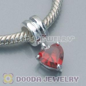 925 Sterling Silver Jewelry Beads Dangle Red Heart