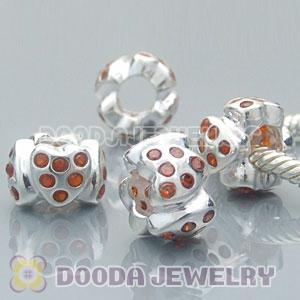 925 Solid Silver Heart to Heart Beads with Stone