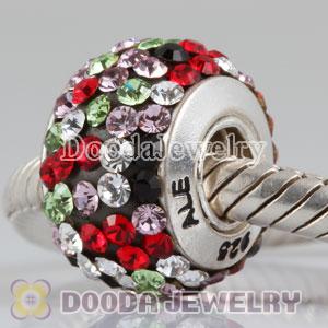 Charm Jewelry silver beads with 90 pcs crystal rhinestones-925 ALE Jewelry stamped with thread core