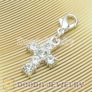 Wholesale Silver Plated Alloy Cross Charms with Stone