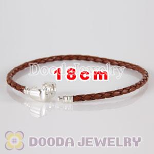 18cm European Style Single Brown Leather Bracelet