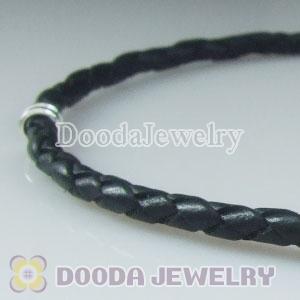19cm European Style Single Black Leather Bracelet
