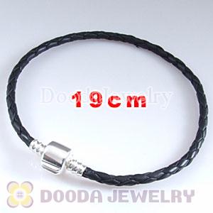 19cm Charm Jewelry Single Black Leather Bracelet