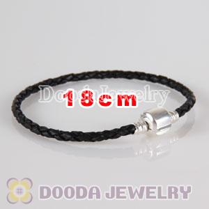 18cm Charm Jewelry Single Black Leather Bracelet